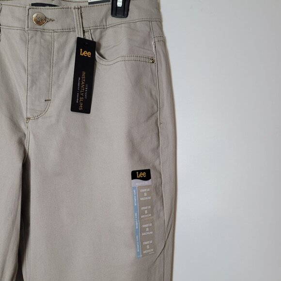 Lee Relaxed Fit Straight Leg High Rise Pants Beige Size 8 Medium New With Tags - Picture 2 of 9